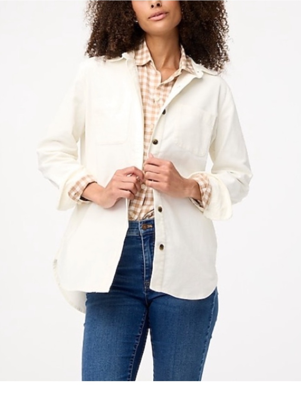 J. Crew Cotton Corduroy White Button-Front Utility Shirt Jacket- size medium